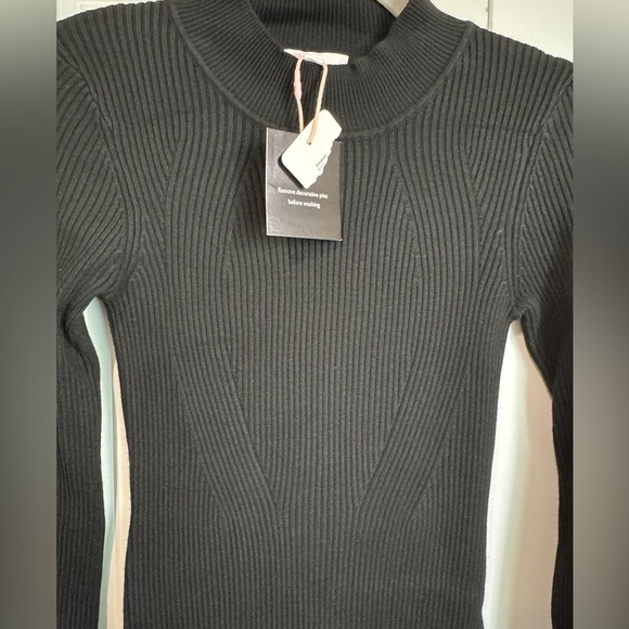 Gianni Bini Black Long Sleeve Dress Mock Neck with Bow Accents Size Small - Picture 8 of 8